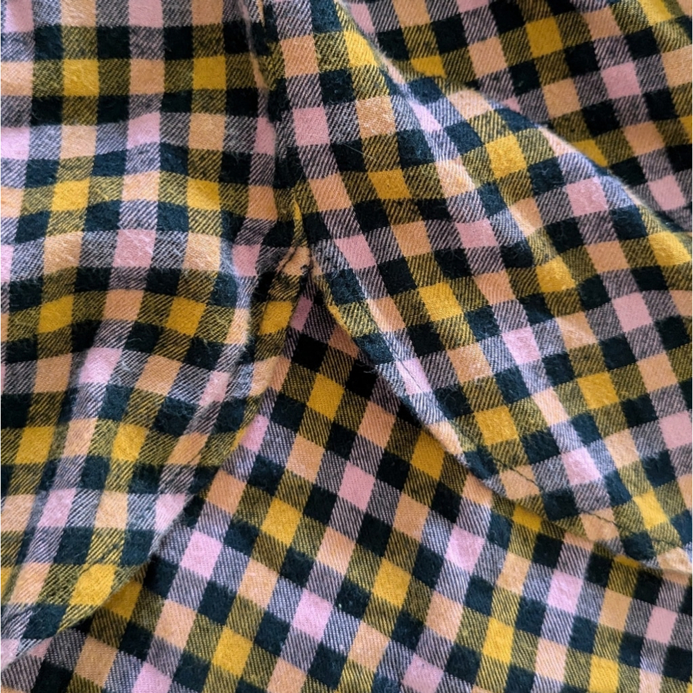 OLD NAVY Women’s Patterned Flannel Classic Shirt Sz L Pink & Orange Check Fall - Picture 5 of 7
